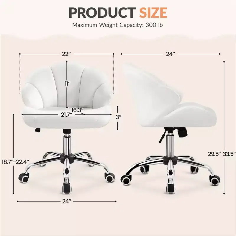 Yaheetech Set of 2 Swivel Upholstered Desk Chair with Tufted Shell-Shaped Back and Adjustable Seat Height