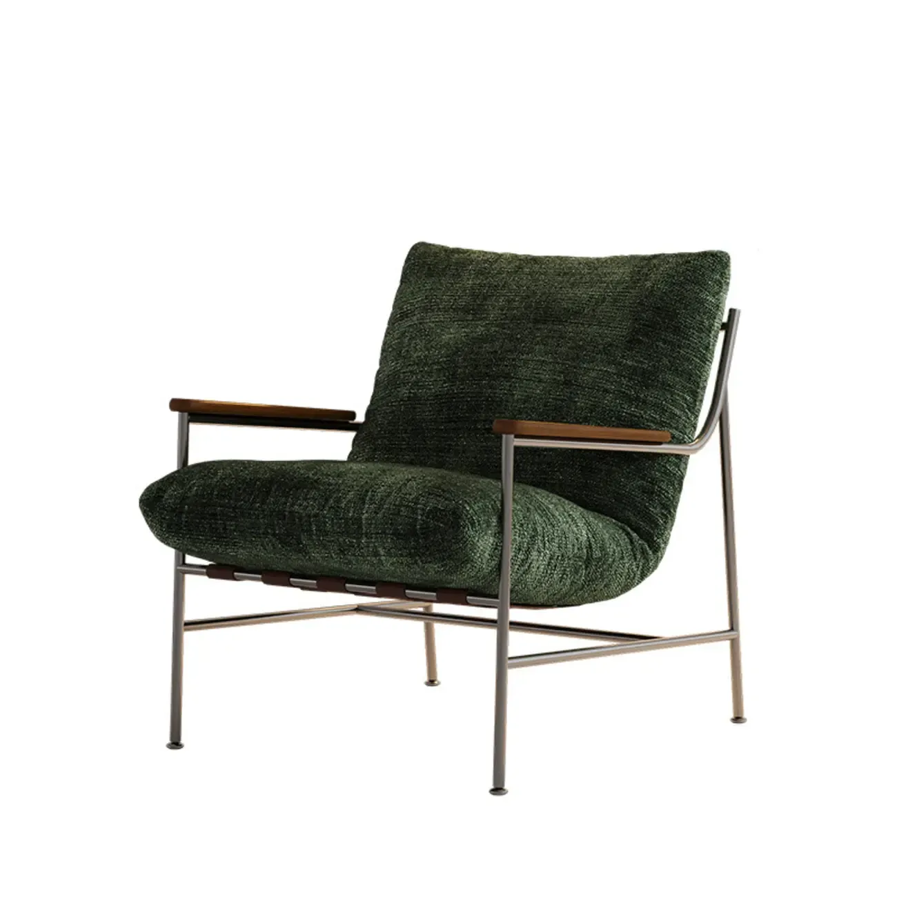 Mid-Century Modern Chenille Metal Frame Accent Chair