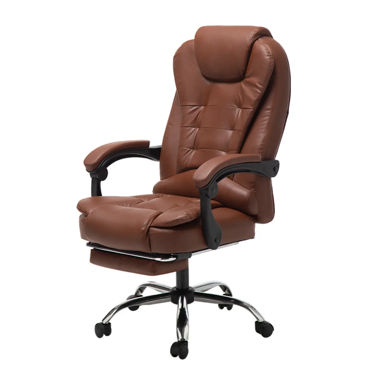 Executive Ergonomic Black Leather Swivel Reclining Office Chair