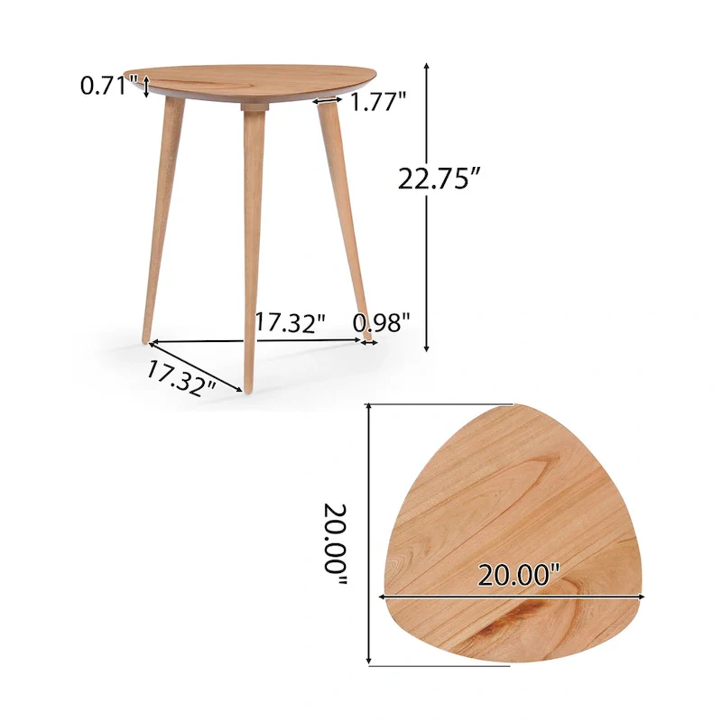 Mid-Century Wood End Table - 20 L x 20 W x 22.75H