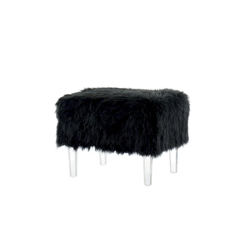 Modern Faux Fur Acrylic Footstool