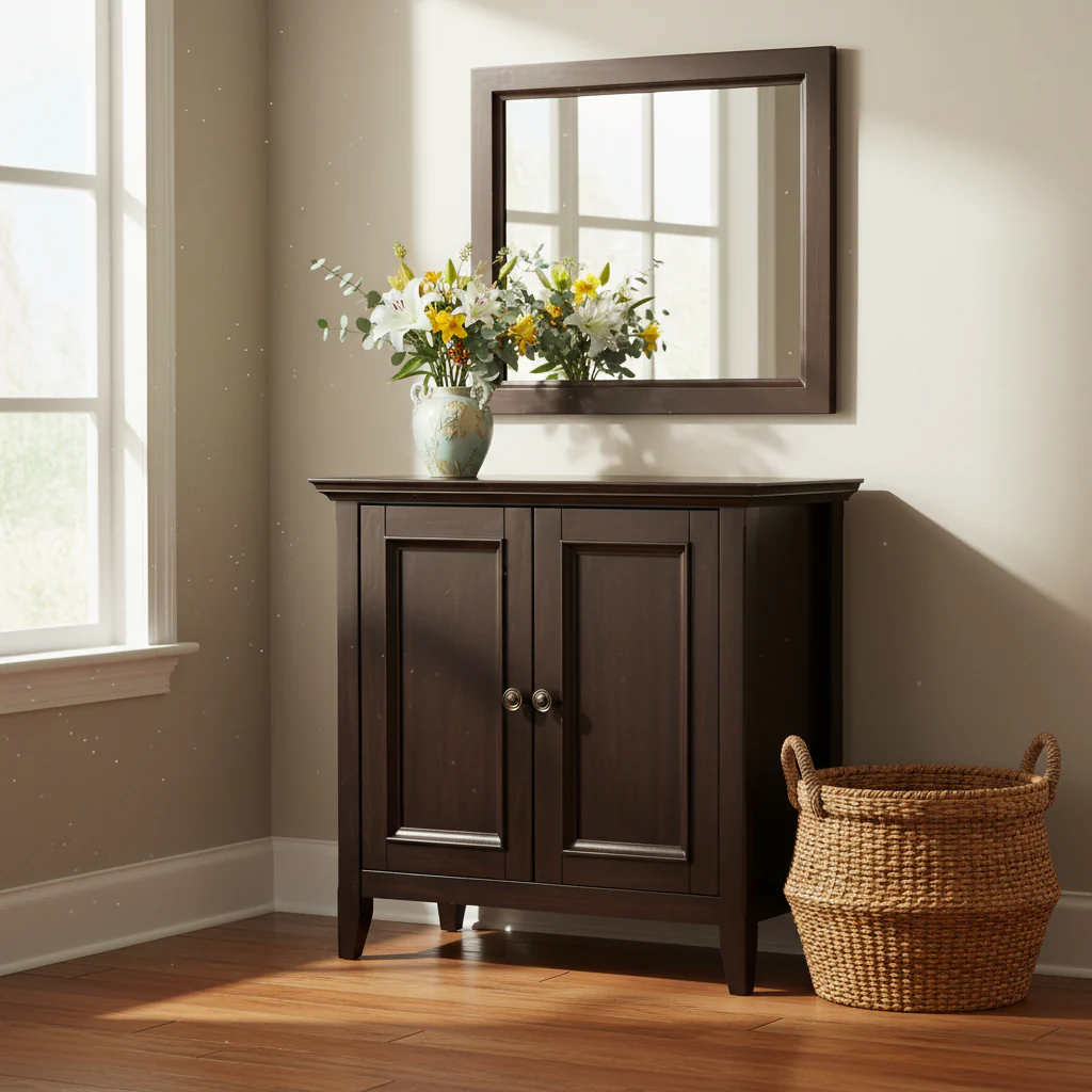 Solid Wood Transitional Low Storage Cabinet - 32w x 14d x 31 h