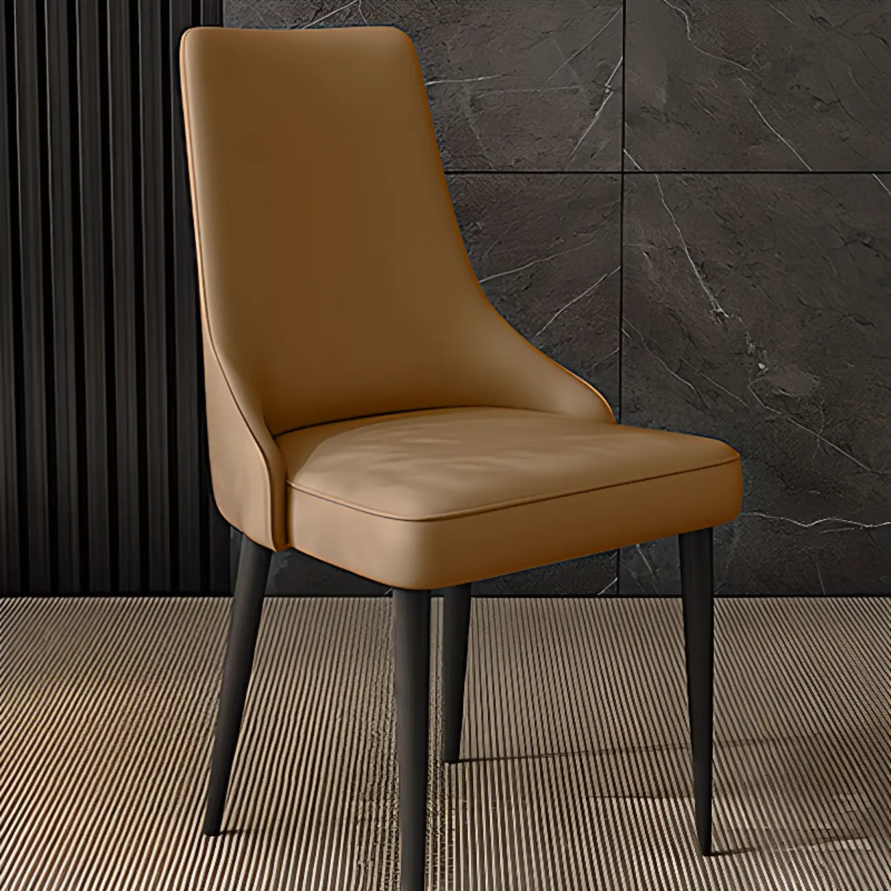 Modern Armless Faux Leather Upholstered High Back Dining Chair