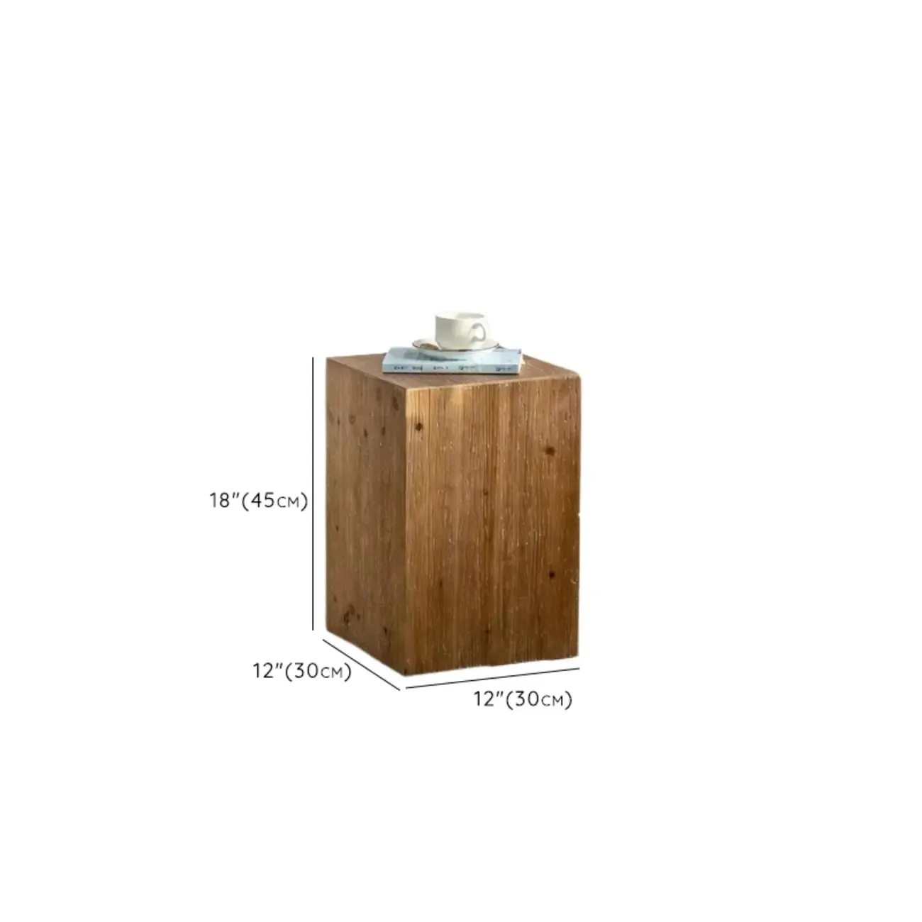 Natural Finish Square Rustic Wood End Table