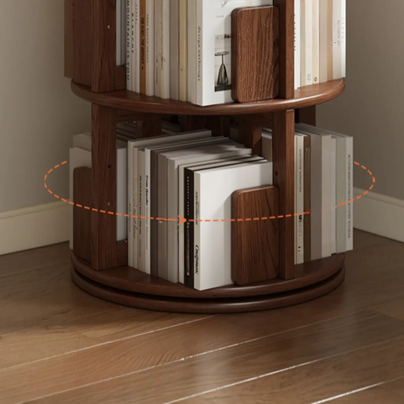 Wooden Vertical Narrow Rotating Bookcase