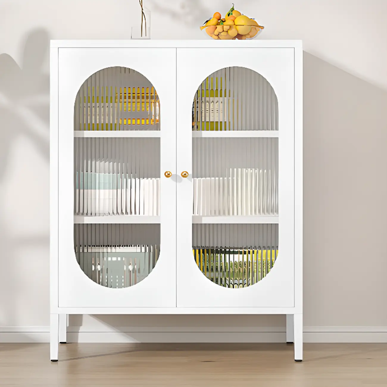 Modern Metal Buffet with Adjustable Shelf, 2/3 Doors