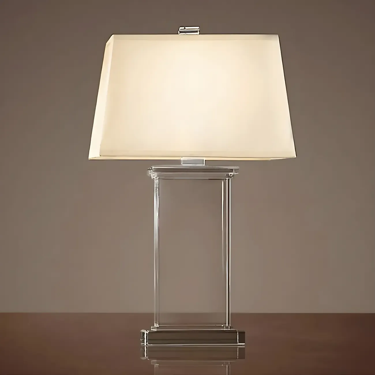 Elegant Rectangular Crystal Fabric Shade LED Table Lamp