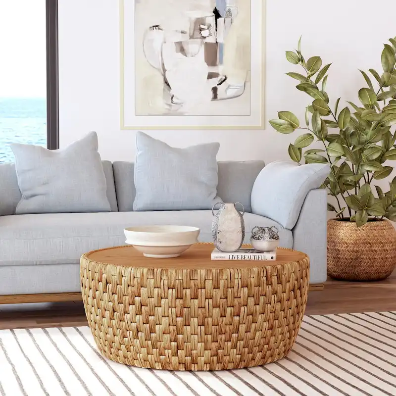 Captiva Round Rattan Drum Coffee Table
