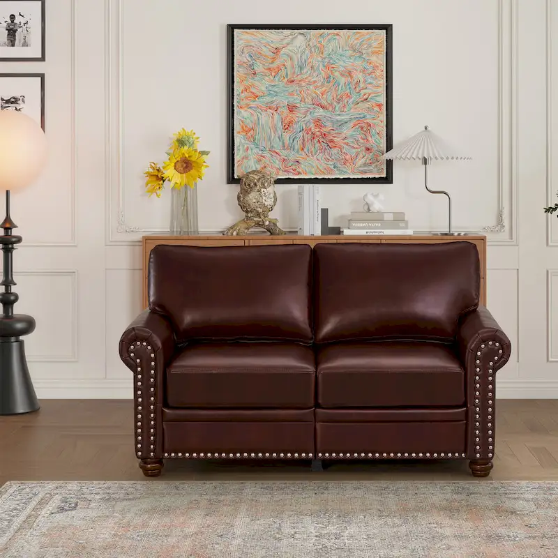 Living Room Faux Leather Sofa Loveseat