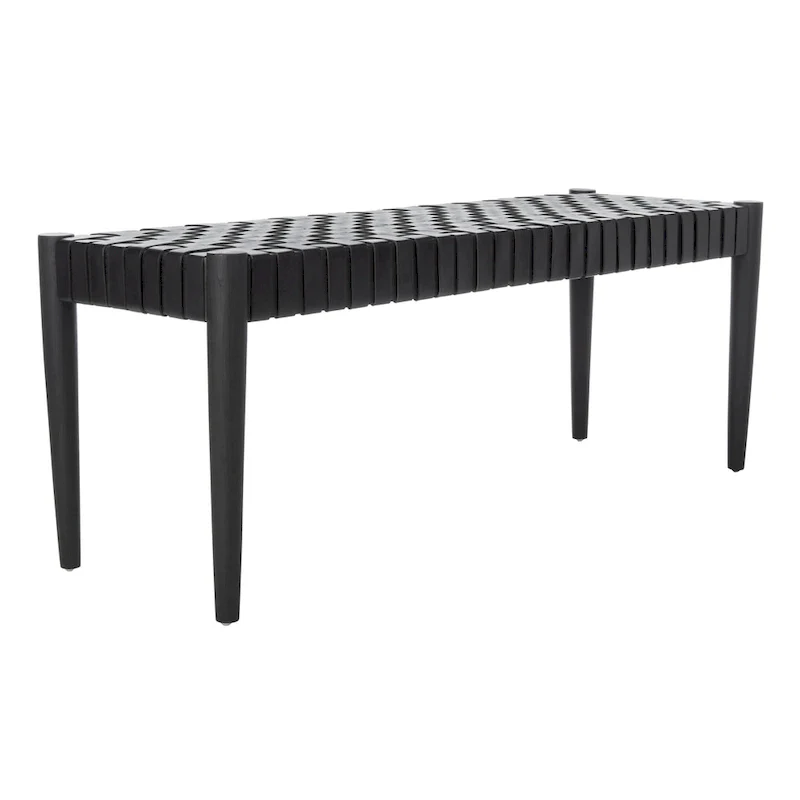 SAFAVIEH Manervia Wood & Leather Bench - 47Wx16Dx18H