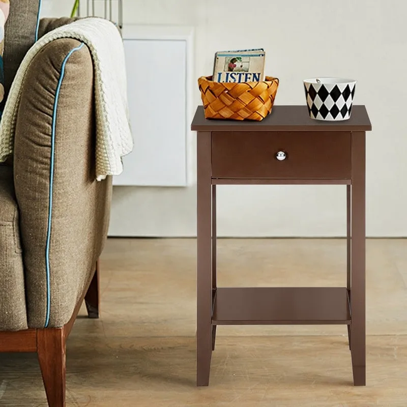 Brown 2-tier 1-drawer End Table
