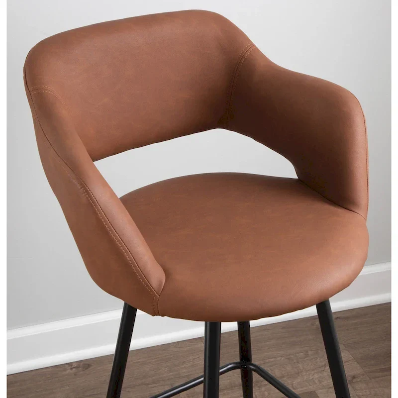 Faux Leather Bar Stools (Set of 2) - N/A