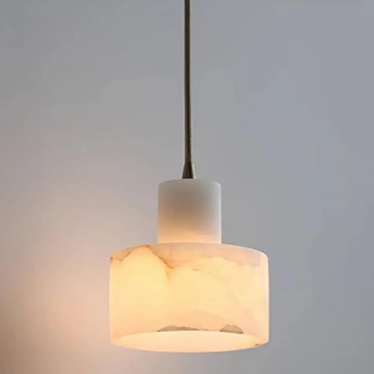 Modern White Marble Cylinder Kitchen Pendant Light
