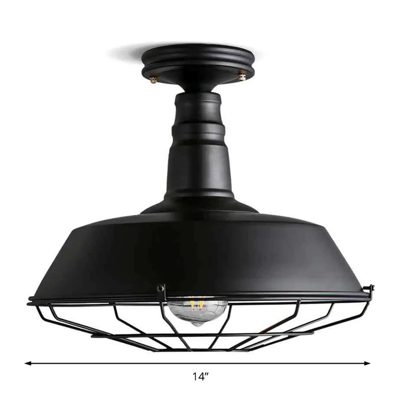 Industrial Black Metal Semi Flush Mount Ceiling Light