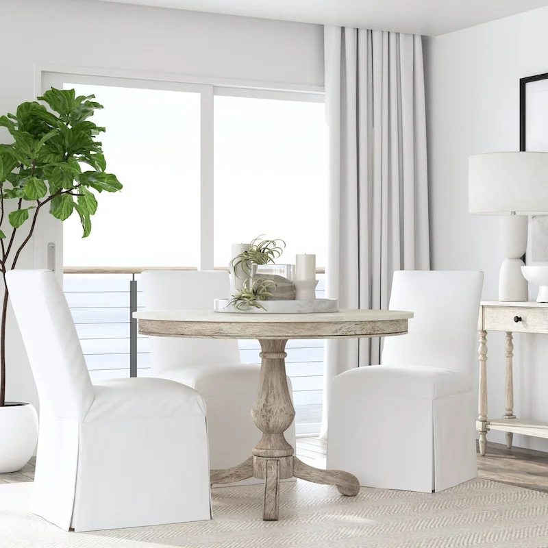 Danielle 44 Round Pedestal Marble Dining Table