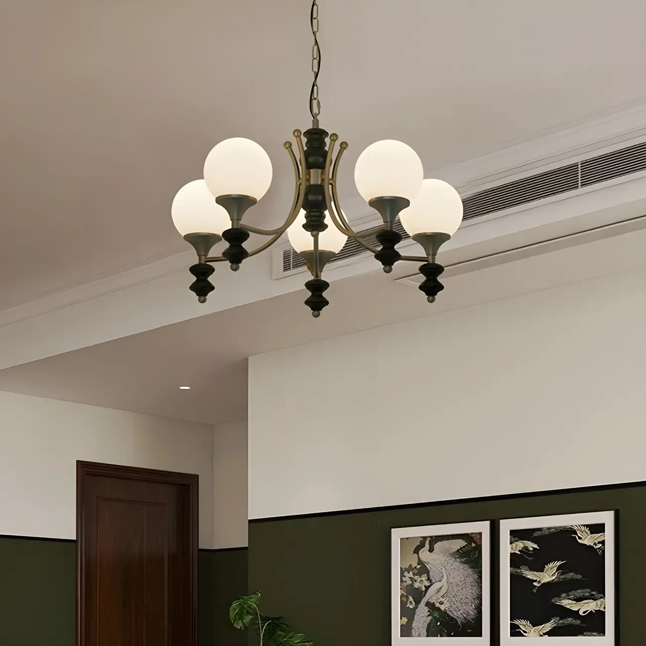 Modern Glass Chandeliers Black Metal Elegant Lighting