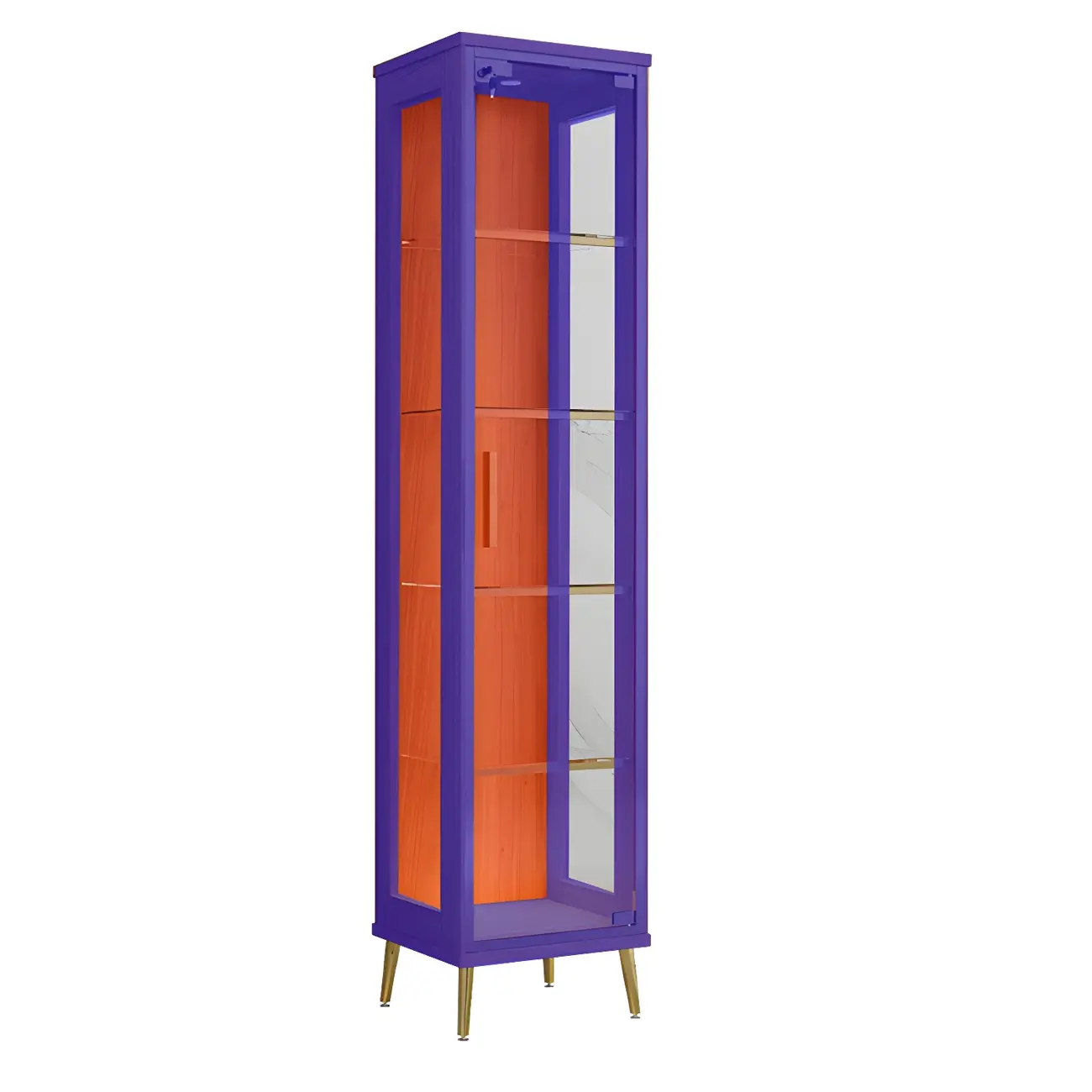 Glam Black Wooden Glass Display Cabinet
