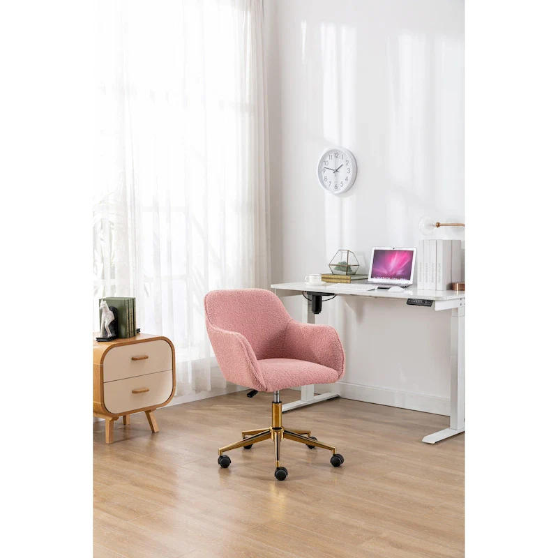 Modern Home Office Chair with Gold Metal Legs and Universal Wheels