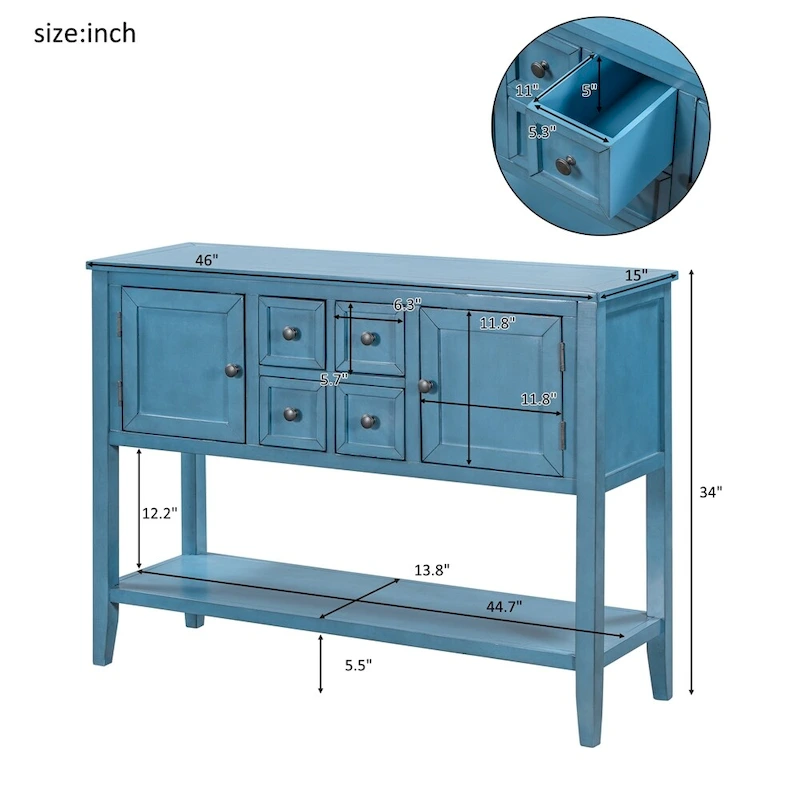 Modern Buffet Sideboard Console Table with Bottom Shelf