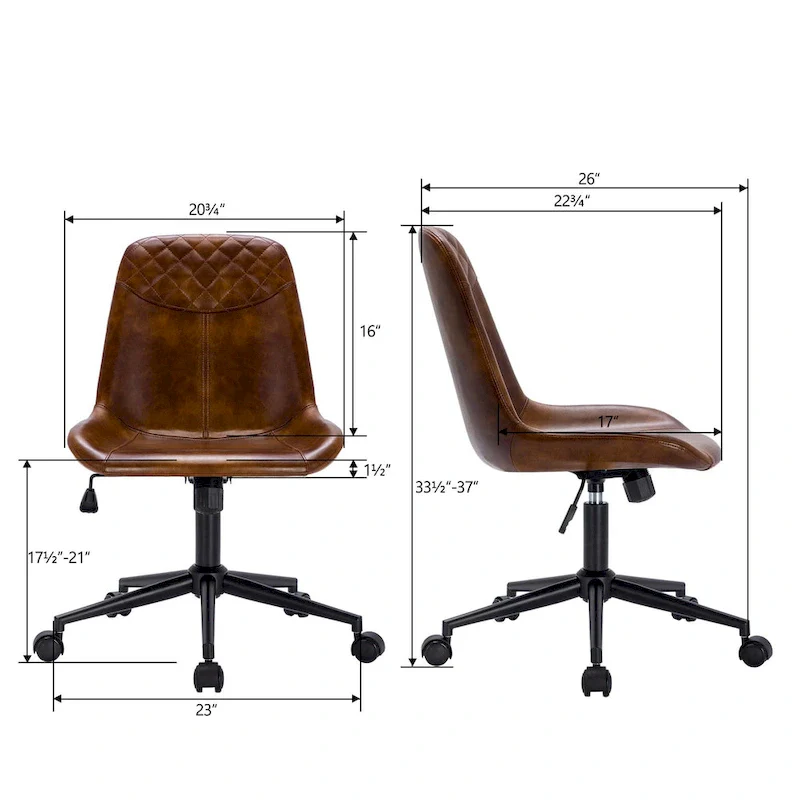 Curved Faux Leather Task Chair Air Lift Office Chair