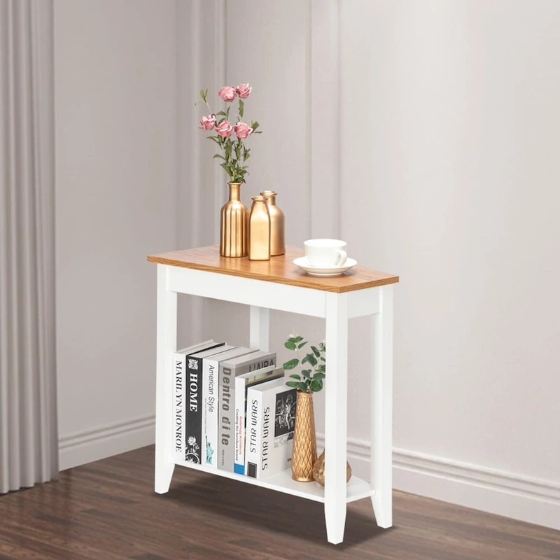 MDF 24  Wide 2-Tier Narrow Nightstand Sofa Table White