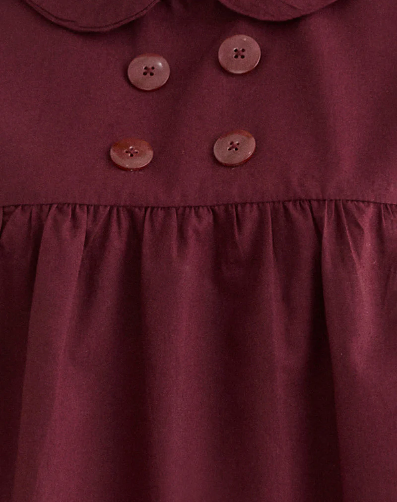 Imiraty Babydoll Mini Dress in Poplin Maroon