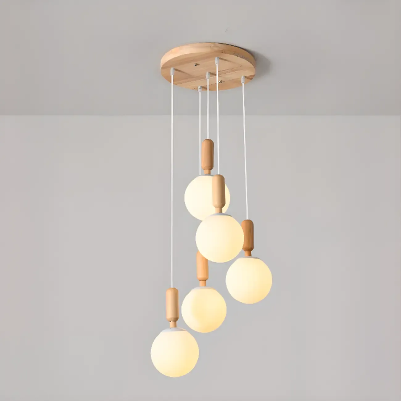 Milk Glass Cluster Pendant Light With Adjustable Length