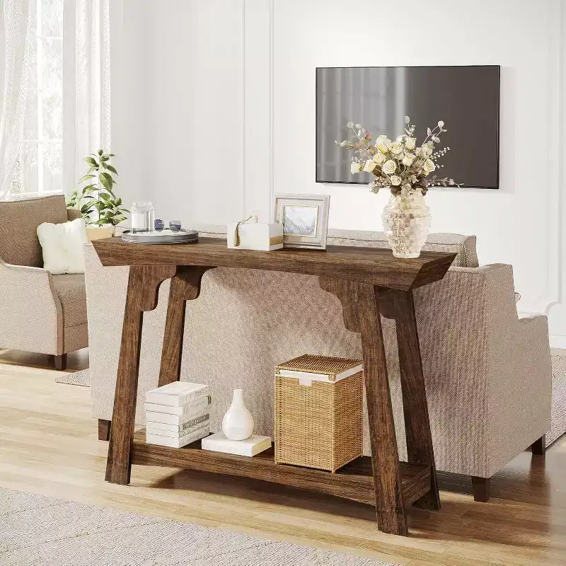 Lantine 2-Tier Narrow Wooden Console Table