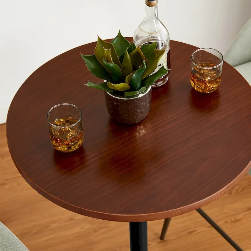 39.5H Modern Bistro Walnut Top Round Pub Bar Table