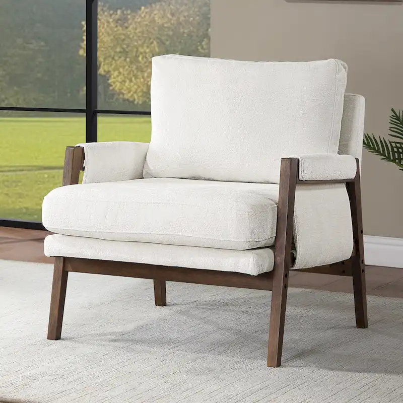 Mid-Century Modern 30 W Chenille Upholstered Accent Leisure Armchair