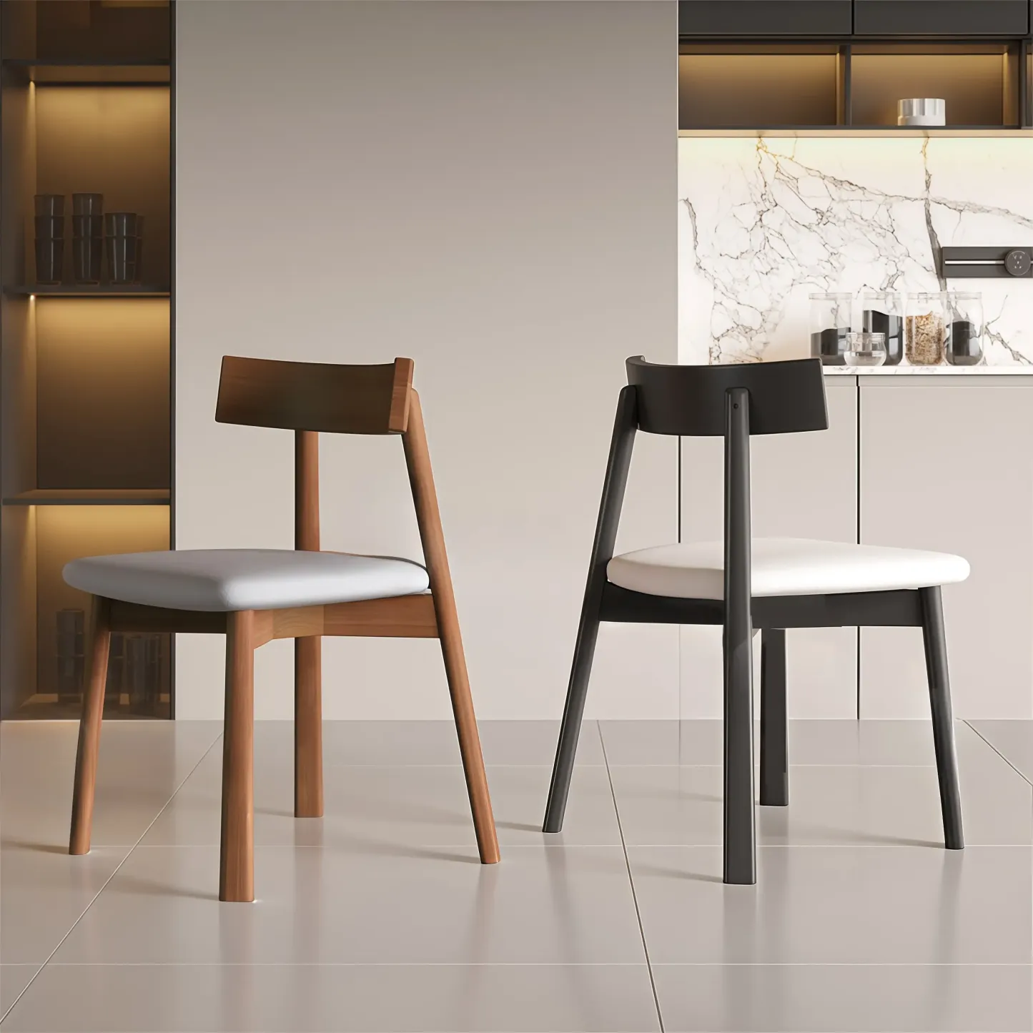 Modern Faux Leather Upholstered Low Back Dining Chair