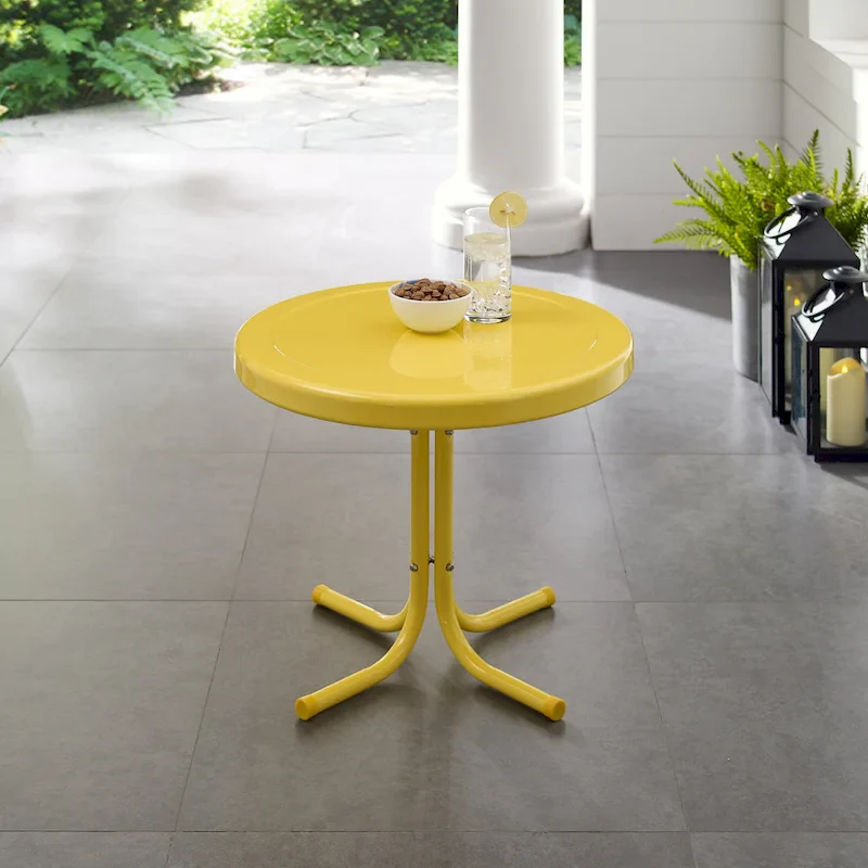 Crosley Retro Metal Side Table In Yellow