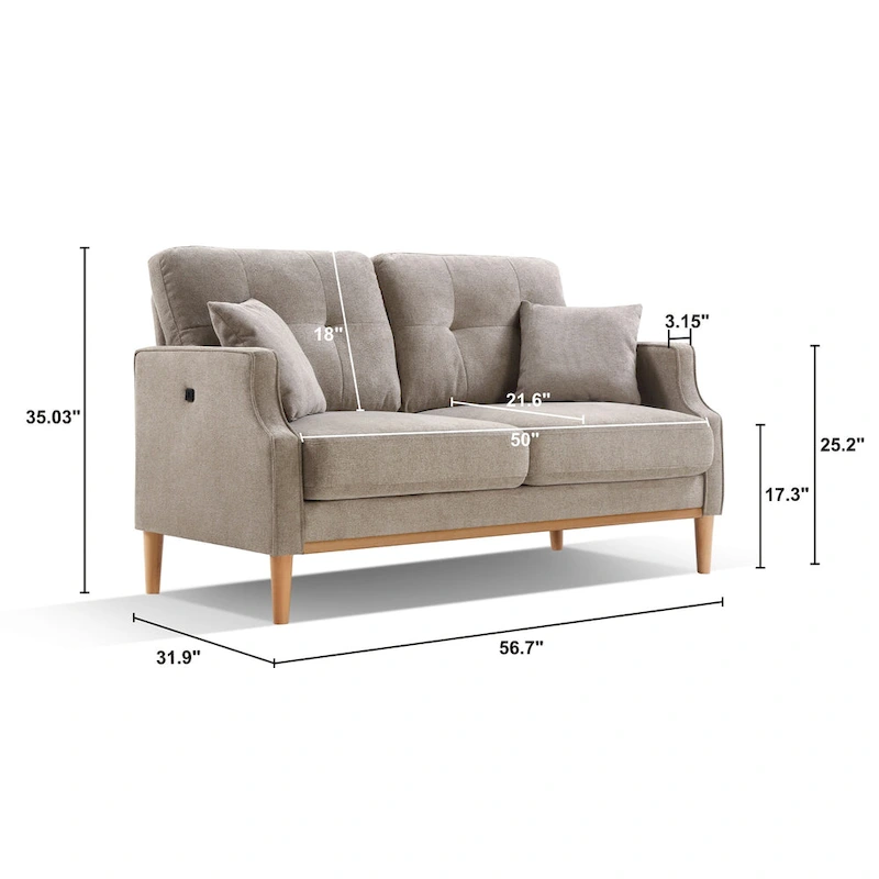 Modern Loveseat Sofa with USB Charge