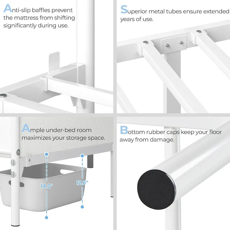 Yaheetech Metal Bed Frame Mattress Foundation with Slatted Bed Base