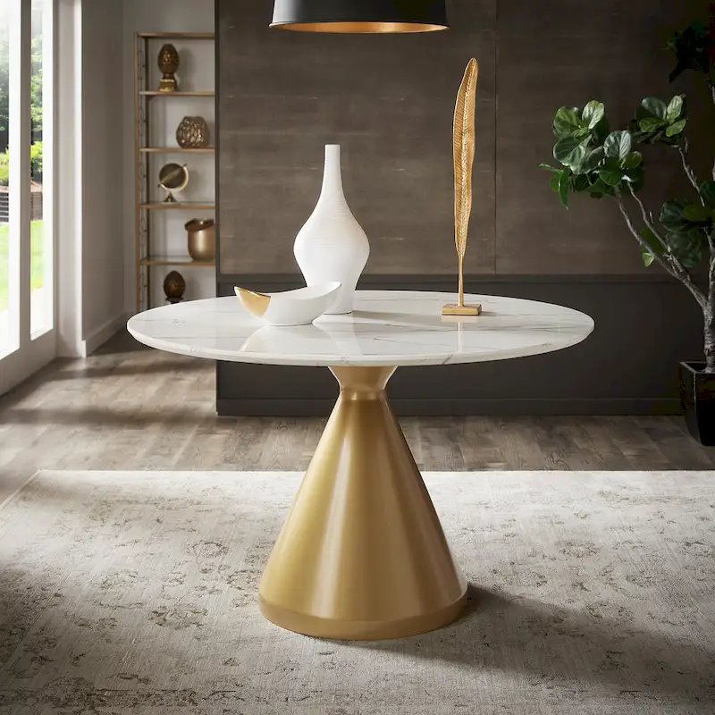 Darcy 46 Wide Faux Marble Round Dining Table by iNSPIRE Q Bold