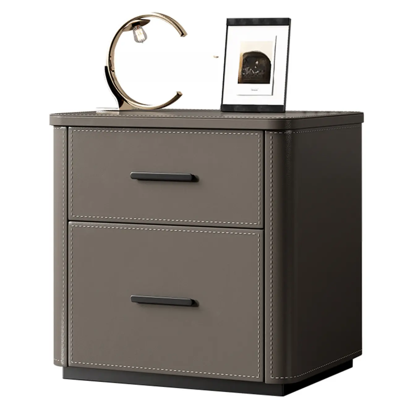 Modern Pine Wood Top 2 Drawers Nightstand