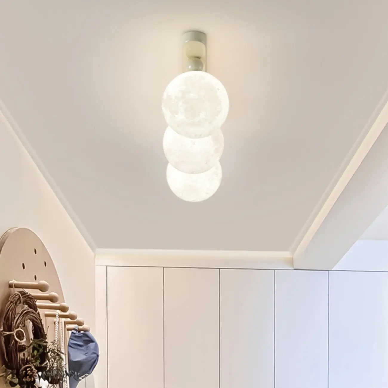 Stylish Pumpkin Semi Flush Ceiling Light with Resin Shade