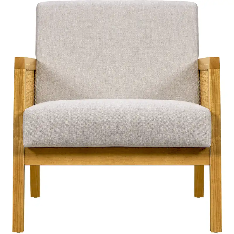 Yaheetech Modern Upholstered Fabric Accent Chair with Rattan Sides - 273031