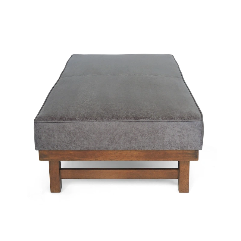 Hillman Modern Microfiber Cocktail Ottoman with Wood Frame by Christopher Knight Home