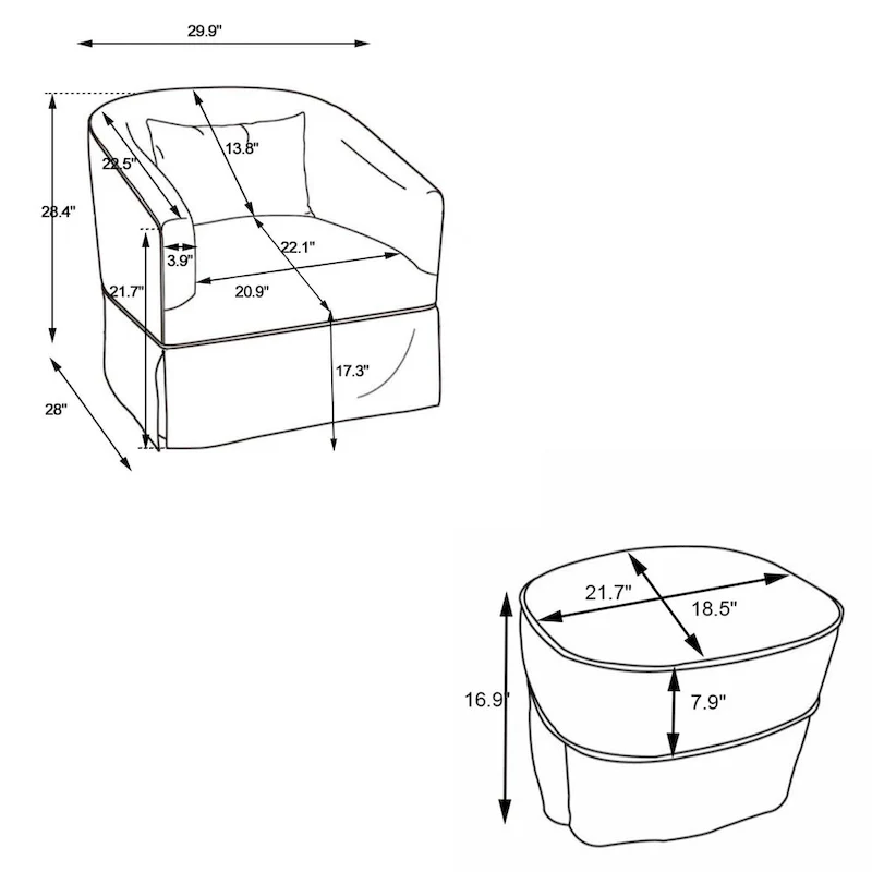 Swivel Barrel Chair with Ottoman