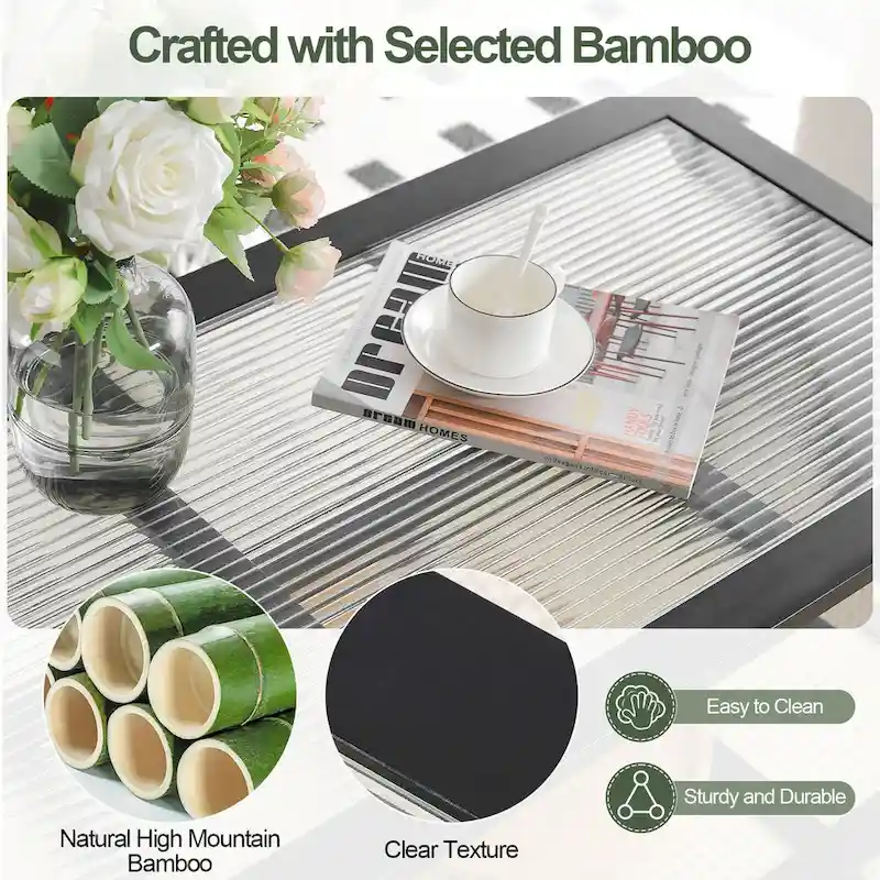 2-Tier Rectangular Coffee Table, Glass Top Sofa Table - 39.4 L x 19.7 W x 19.7 D