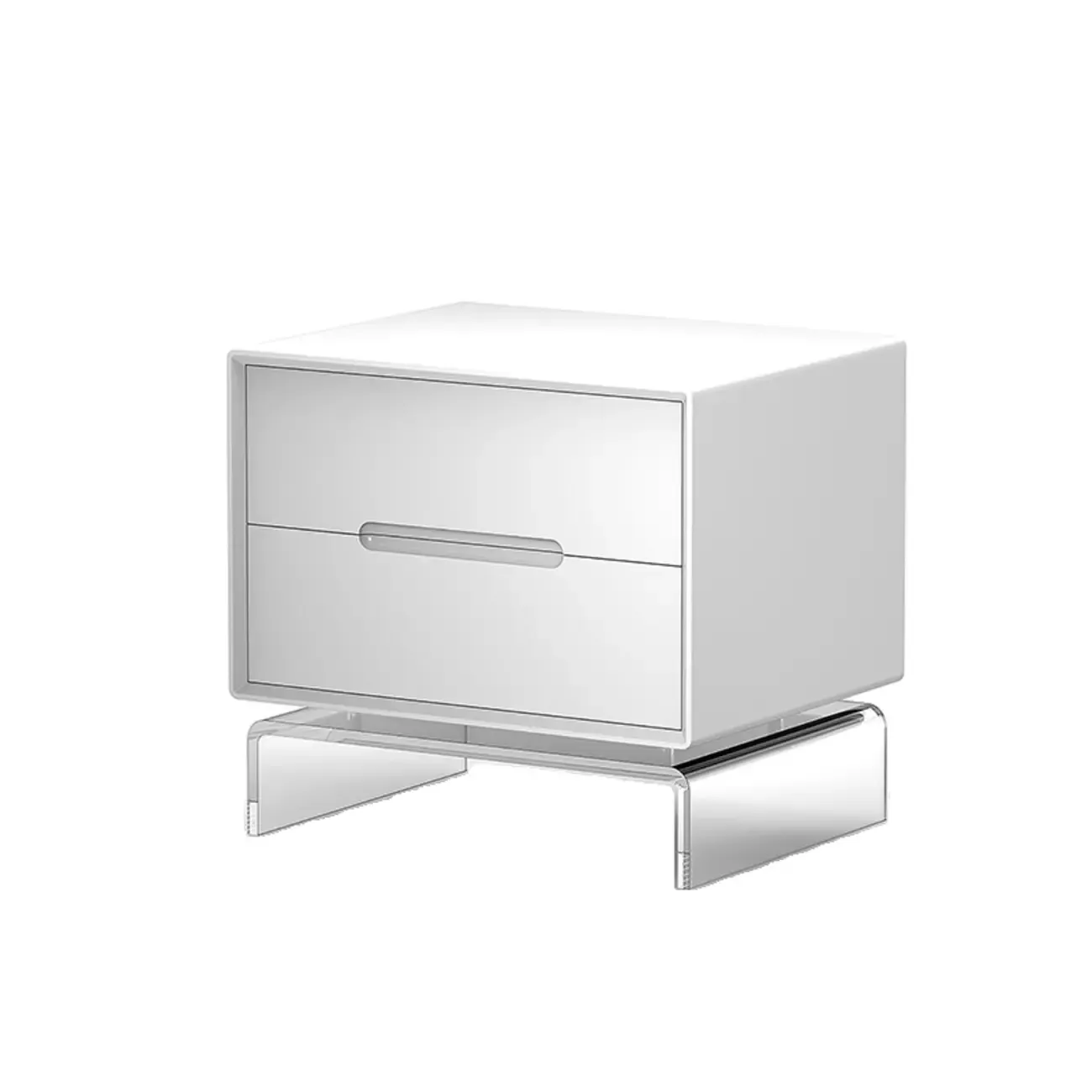 Modern Acrylic Leg Timber White Nightstand with Drawers
