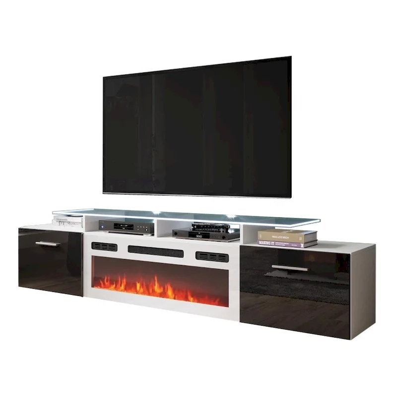 White/Gray/Black Electric Fireplace TV Stand, Fits 85