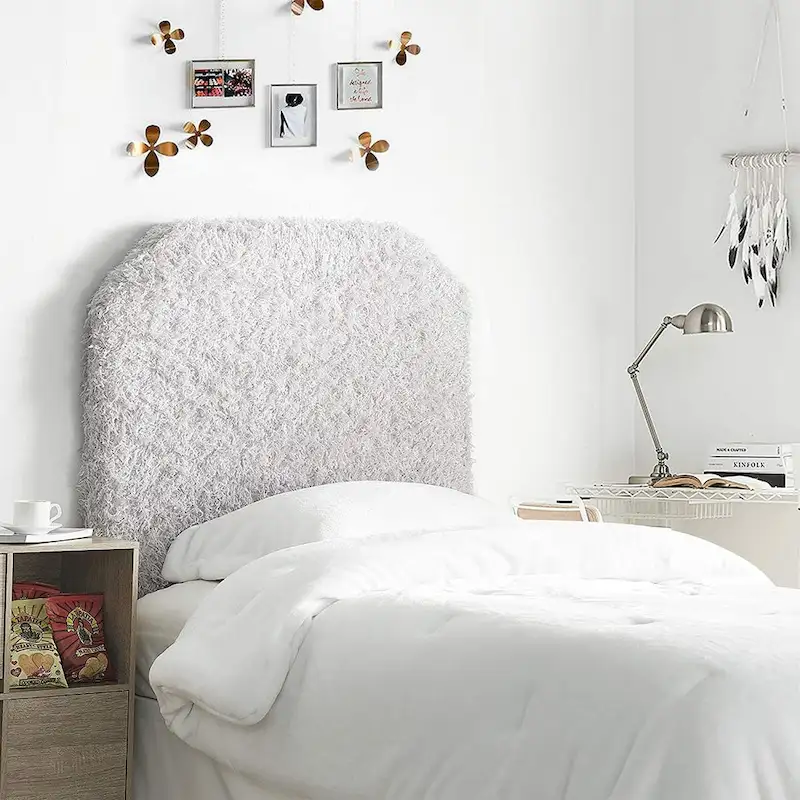 Mo' Fluffy Feathers College Headboard with Legs - Plush Texture