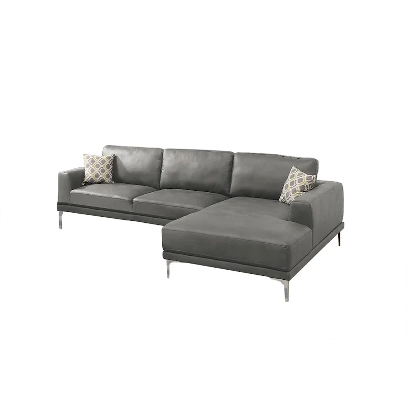 Leather Gel 4-Seater Sofa with Metal Legs(Ottoman Not Included)