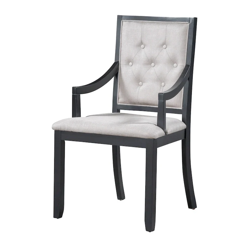 Black 5-Piece Wooden Dining Table Set with Extendable Round Table & 4 Armchairs