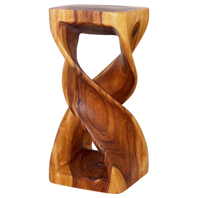 Haussmann Wood Double Twist Stool Table 12 in SQ x 26 in H Oak Oil - 12 x 12 x 26