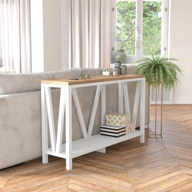 Farmhouse Style Rustic Entryway Console Table