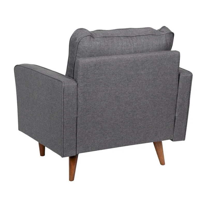 Compact Upholstered Tufted Chair with Wooden Legs