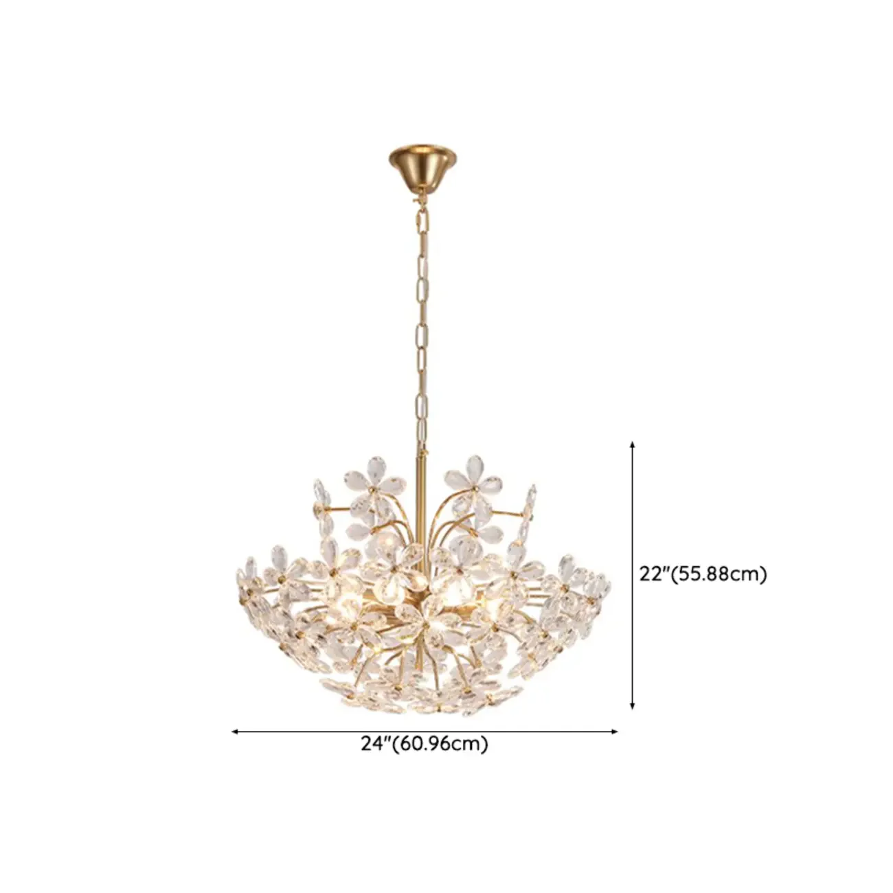 Elegant Floral Crystal Gold Adjustable Chandelier